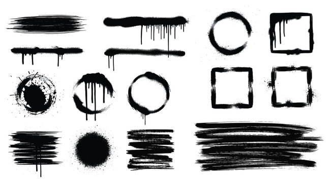 Vector art of set of spray paint shapes, offering a versatile collection of artistic elements for adding urban and edgy touches to your designs