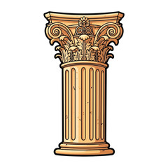 Corinthian column isolated on white background