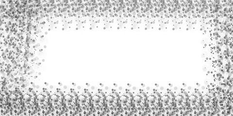 Frame of gray confetti isolated on transparent background for party decoration