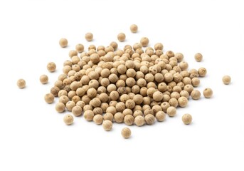 White Peppercorns Heap Isolated on White Background