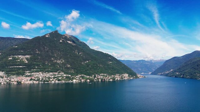 Lake Como, fly towards Laglio and Carate province 1of2