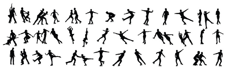 Figure Skating Black Silhouettes vector