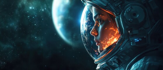 Astronaut looking at a planet