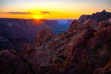 sunset near moab in canyonlands island in the sky in utah, usa