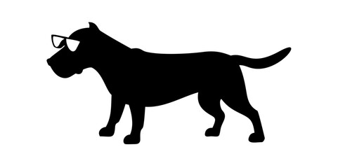 Naklejka premium Dog wearing sunglass black soild silhouette icon set, animal doggy head collection, animal character illustration, editable vector clip art silhouettes ... See More