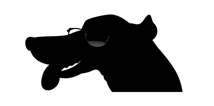 Dog wearing sunglass black soild silhouette icon set, animal doggy head collection, animal character illustration, editable vector clip art silhouettes ... See More