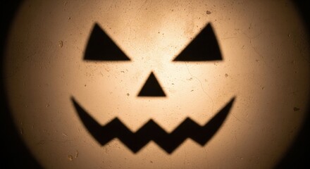 Glowing halloween jackolantern face with triangular eyes and jagged smile