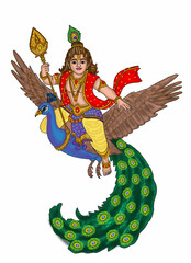 hand drawn digital art of lord kartikeya