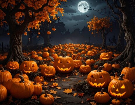 Halloween, festividad internacional del D&iacute;a de los Muertos. Calabazas y castillos terror&iacute;ficos.

