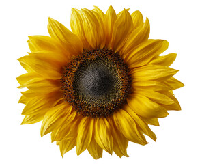 Obraz premium Vibrant yellow sunflower head with detailed petals isolated on transparent background