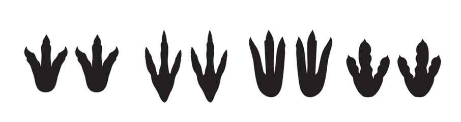  dinosaur footprint silhouette on white background 