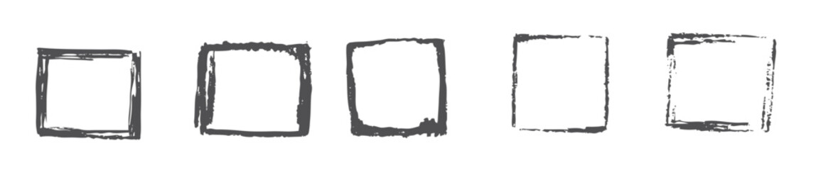  grunge rectangle frames with textured edges paint brush ink