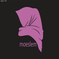 Vector Silhouette Image of Muslim Woman with Hijab, Arab Woman. For Logo Template Icon 