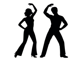 Silhouette of a dancing couple performing a graceful pose, capturing the essence of movement and rhythm