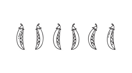 Hand drawn sketch style peas in pods arrangement for healthy food and cooking themes vector