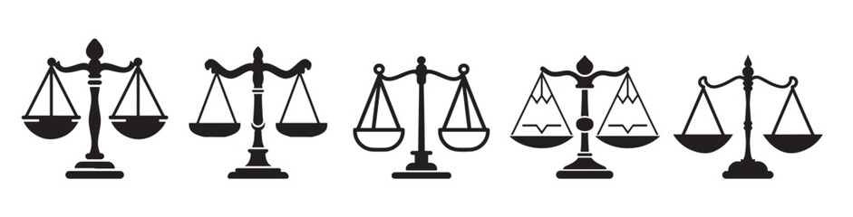 justice law set vector design on white background illustration
