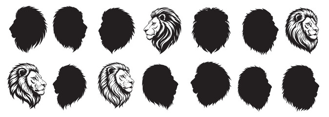  lion head silhouette white background
