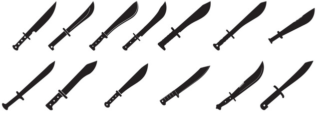 machetes silhouette white background