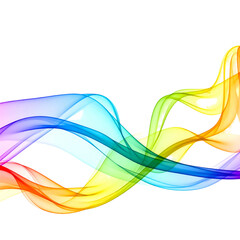 Naklejka premium Rainbow-colored, flowing ribbons of light against a black background, creating a vibrant abstract