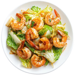 Shrimp Salad with Fresh Romaine Lettuce in a Light Dressing, Perfect for a Healthy Meal on transparent background