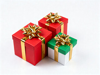 Obraz premium Christmas gift box with ribbon isolated on white background