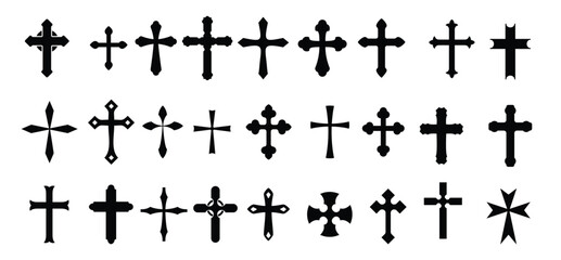 religion cross symbols set vector