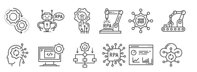 rpa icons robotic automation process technology