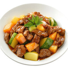 Delicious Stir-Fried Chicken with Colorful Vegetables in Savory Sauce on transparent background