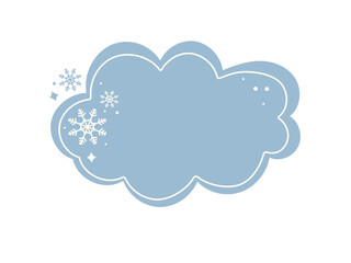 A light blue speech bubble decorated with white snowflakes and small sparkling stars. Winter chat icon