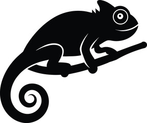 Chameleon on Branch Silhouette Icon