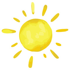 Watercolor sun. Editable color vector