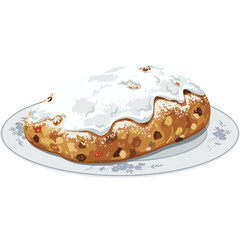 German Stollen Bread Vector Icon with Transparent Background