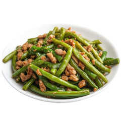 Stir-Fried Green Beans with Pork: A Delicious and Nutritious Dish for Any Meal Setting on transparent background
