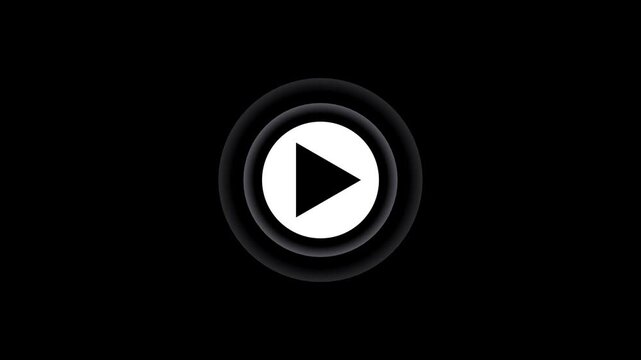 play icon, video play icon for website and mobile design animation on black background. glowing play button animation. Glowing neon background, Motion graphics of play button concept. 4k