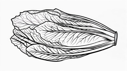 Hand drawn romaine lettuce sketch illustration on white background.
