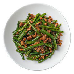 Stir-Fried Green Beans with Ground Meat: A Delicious, Healthy Dish for Family Meals on transparent background