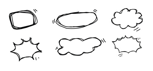 Fototapeta premium Set of bubble speech outline hand drawing style.eps