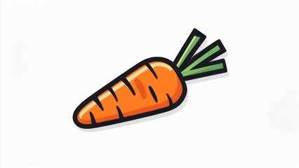 Simple Cartoon Carrot Illustration with Green Leaves.