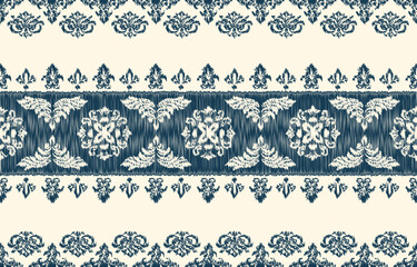 Geometrics Ikat ethnic design.Ikat seamless pattern in tribal, folk embroidery abstract wave art. ornament print. Ikat Design for wallpaper,carpet, clothing, fashion, fabric