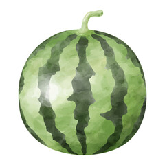 水彩画風の新鮮なスイカのイラスト
