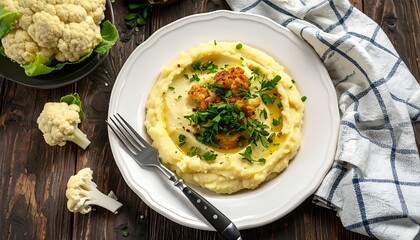 Creamy mashed potatoes with cauliflower patties