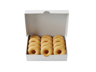 Dozen plain Glazed Donuts in Open White Box