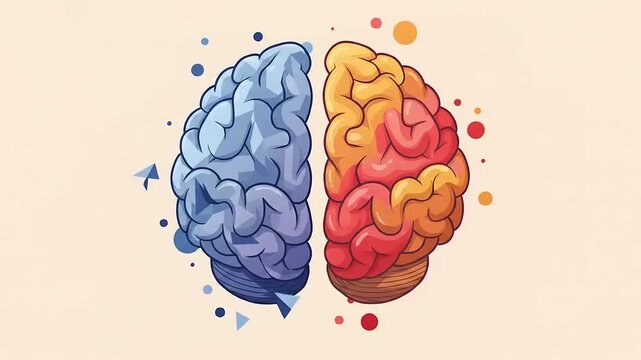 Artistic representation of contrasting brain hemispheres