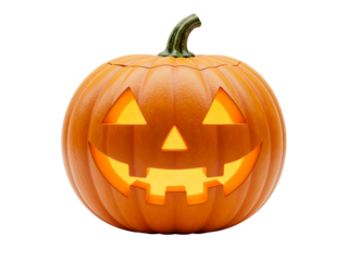 Carved pumpkin glowing with light,  Halloween.