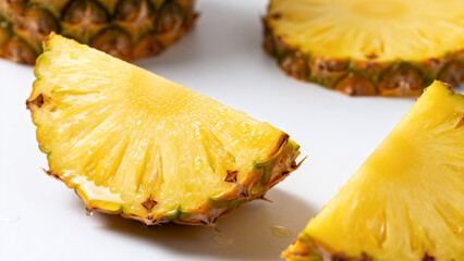 Pineapple slices on white surface