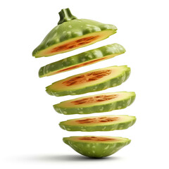 Sliced green vegetable showcasing layers and intriguing texture in a creative arrangement