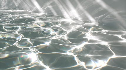 pristine turquoise pool water, shimmering ripples, crystal clear, serene reflection, inviting and refreshing,