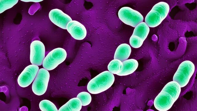 Medical microscopy showing Streptococcus pneumoniae bacteria in paired chain structure