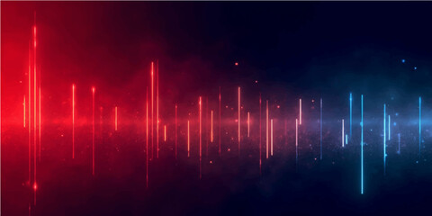Red digital sound wave on a background with an abstract heartbeat monitor graph line illustrating a medical pulse or audio equalizer rate