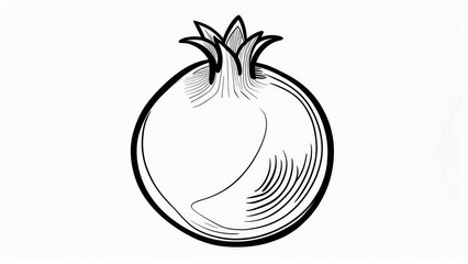 Hand Drawn Sketch of a Pomegranate Fruit with Detailed Shading.